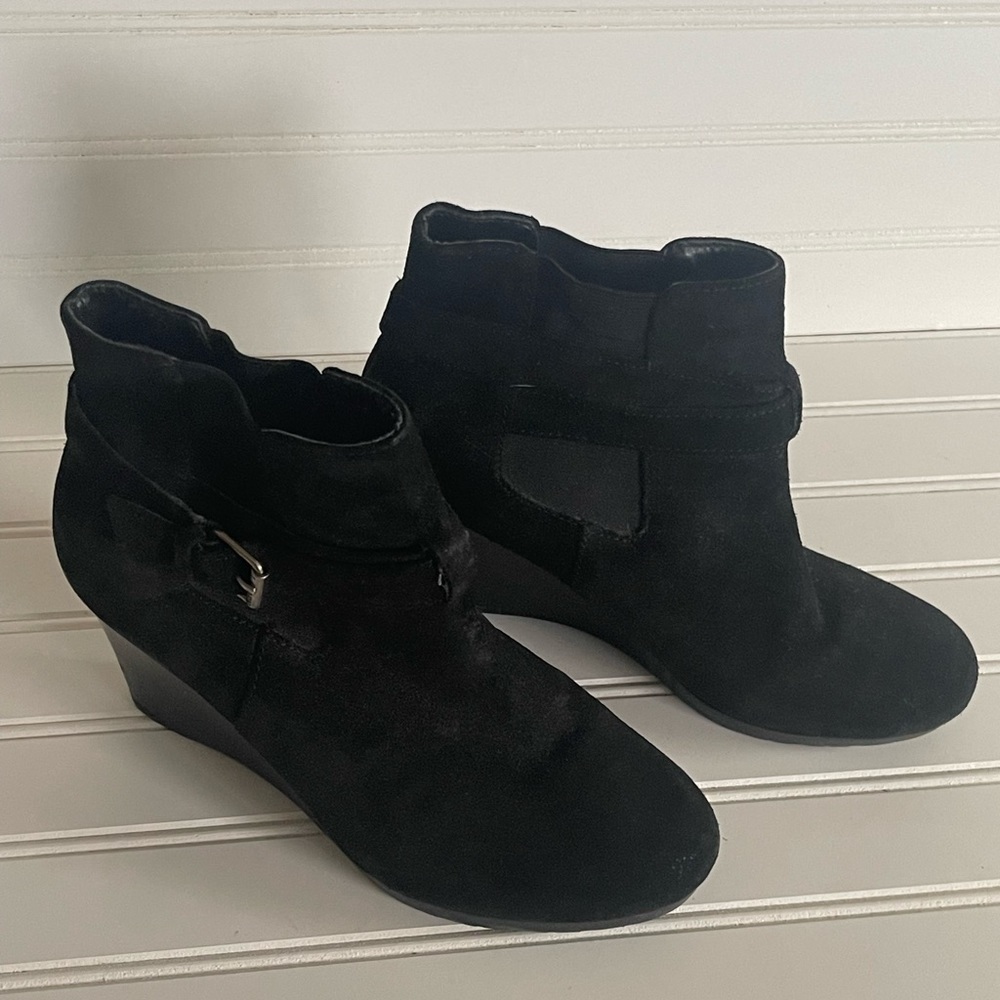 Lauren Ralph Lauren Womens Size 7.5 Yasline Black Suede Leather Boot